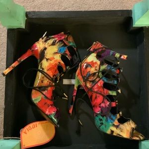 Multi color open toe bootie